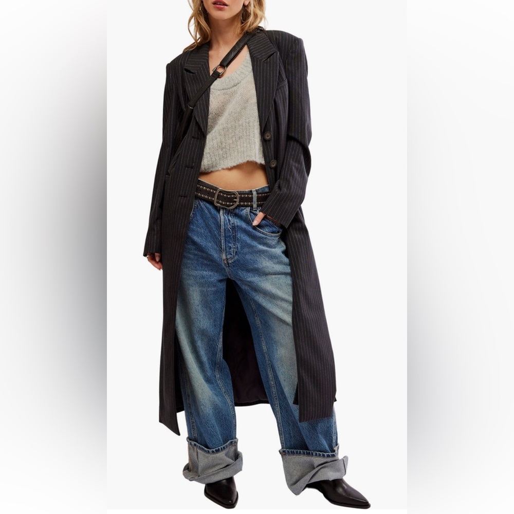 Free People Hailey Pinstripe Blazer Duster